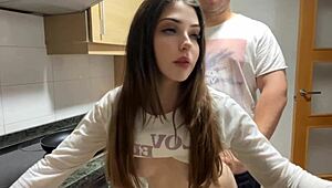 Got drilled fast in the kitchen, stepdad surprises me with quick release!