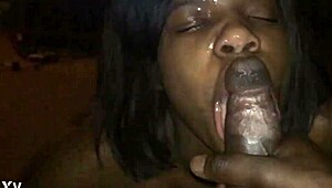 Freak Ebony Takes Intense Monster Cock Facial