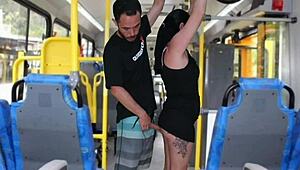 old creep gropes and jerks off on brunette in bus