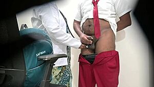 A girl is being examined by a woman doctor at school