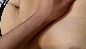 amateur explores deep navel with gentle massage