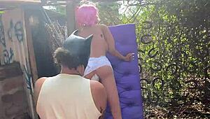 The blonde was fucked again by a sex toy, in her cute ass