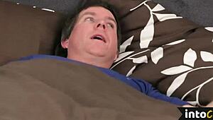 European milfs in dorm suck submissive roommate's cock.