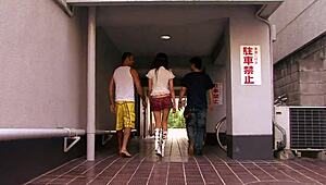 An Asian girl gets the intense threesome sex experience