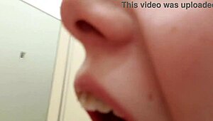 I’m so nervous, got caught givin’ a blowjob in public changing room with braces
