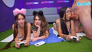 Hot Latina Gamer Girl Plays And Rides