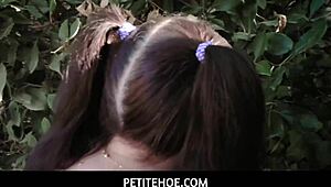 Petitehoe shows busty 18+ teen getting rough deepthroat and fuck