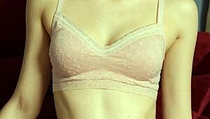 i model flowery panties in lingerie with cute barefoot feet