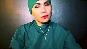 Latexové rukavice femdom paní dominuje svému submisivnímu v fetiš seanci