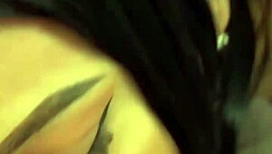 Busty latina lingerie model enjoys backstage vertical pov sex