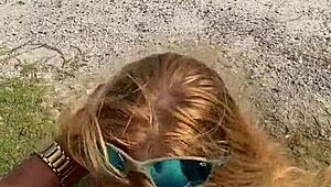 Blonde beach blowjob for ten!