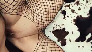 Fishnet underwear on this couple looks incredibly tempting close-up