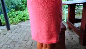 Tanned milf pounded doggystyle in outdoor public sex, ending with huge creampie in juicy pussy