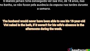 Husband and stepdaughter in the shower while wife is away