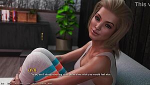 busty blonde college girl begs in 3d game on couch