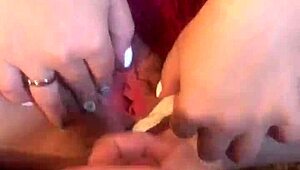 Cuming in panties with a hairy mature wife showing off