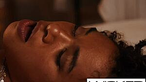 i passionately fucked that hot tattooed brunette with big tits sideways at the massage parlor, deepthroating and licking her babe