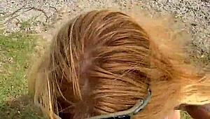 Blonde beach blowjob for ten!