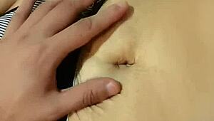 amateur explores deep navel with gentle massage