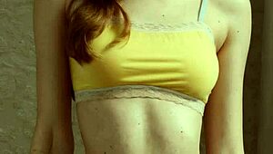 i model flowery panties in lingerie with cute barefoot feet