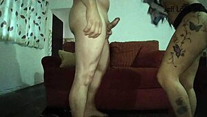 Latina Trans Crossdresser Orgasms from Amateur Blowjob and Squirting