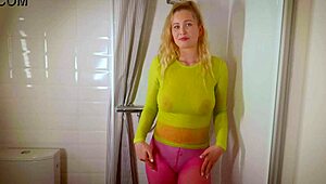 Porn actress reveals wet clothes in cute fetish display