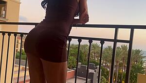 Fitness girl has sex with her stepbrother during their vacation