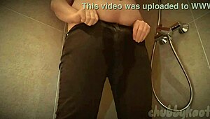 chubbykaot gets wild outdoors, pissing in her jeans while spreading and flashing