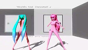 Hatsune miku and luka dance nude in worlds end hall