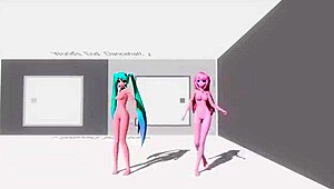 Hatsune miku and luka dance nude in worlds end hall