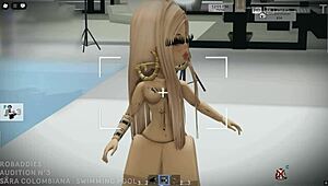 Robaddies - Audition N�3 - Sara Hot Colombian Girl Gives a Blowjob in the Swimming Pool