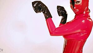 Dominant babe in latex uniform and heels controls every submissive move