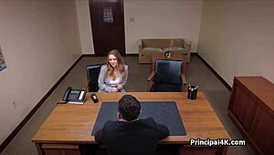 Moaning Loud on Principal’s Big Dick While Getting Fucked Hard