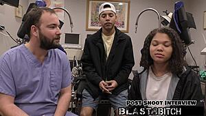 Michelle Anderson, get fucked twice while your brother enjoys a handjob backstage.