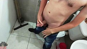 Look at this naked skinny young girl masturbating her big cock solo