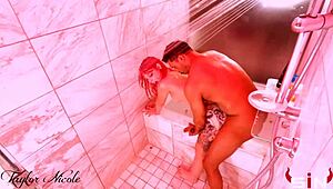 taylor nicole gets messy shower fuck with deepthroat and anal creampie!