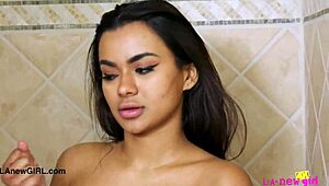 the bronze-skin model just took a relaxing shower after her photoshoot