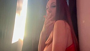 italian milf artemisia love in hot solo smoking fetish display