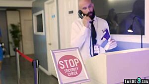 big boobed skinny stewardess rocky emerson deepthroats security guard