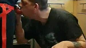 pegging my boyfriend's ass in public places for atm