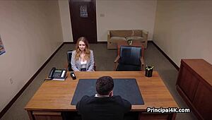 Moaning Loud on Principal’s Big Dick While Getting Fucked Hard