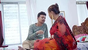 Desi Indian husband shows tricks to please two wives in full threesome movie