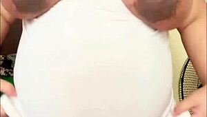 Pregnant Arab Girl Shows Big Belly and Milky Boobs on Webcam