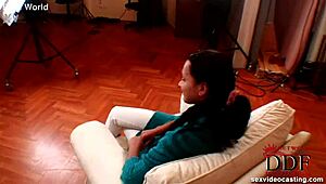 Sweet Sucking Deepthroat Blowjob on Small Tits Brunette Brown Eyes