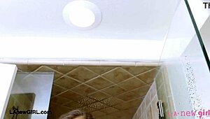 Stunning Brunette Model Showers Naked