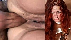 Rough anal creampie unfolds as her eyes show pain. She craves more with every hard thrust!