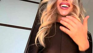 Blonde in Stocking Suit Takes Hard Anal Creampie Action