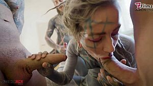 Slut Takes 3 Monster Cocks in Anal DP!