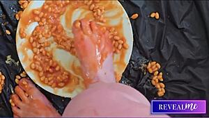 Steamy toe sucking and foot fetish in shower