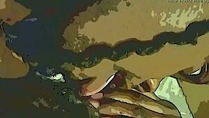 i love this ebony amateur's dildo and tounge tag team on wet pussy.